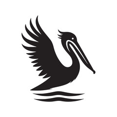 pelican vector silhouette clip art logo design illustration