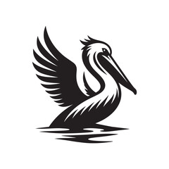 pelican vector silhouette clip art logo design illustration