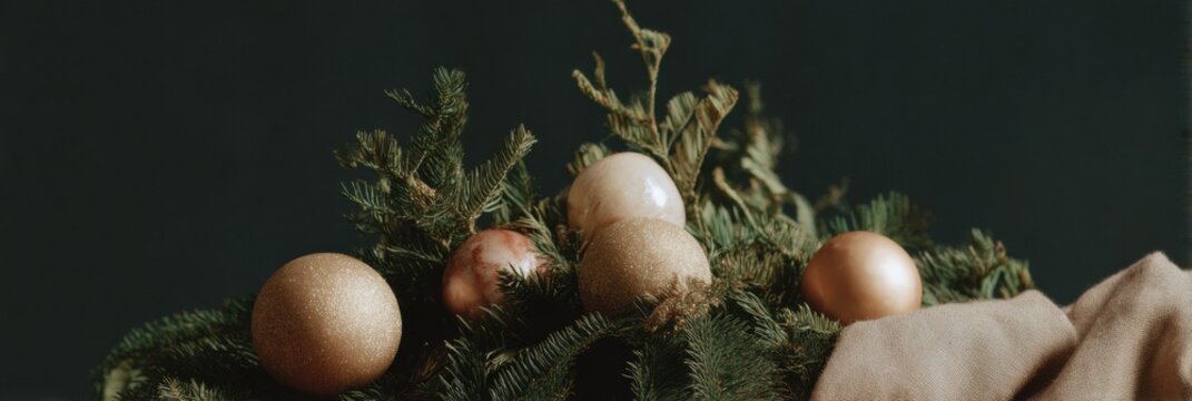 Digital Festivity Meets Natural Elegance Send An Electronic Greeting Card Day Styling with Organic Holiday Baubles and Rustic Pine Storytelling