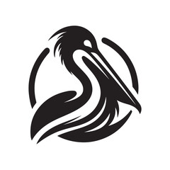 pelican vector silhouette clip art logo design illustration
