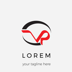 Abstract vector logo template with VP letters