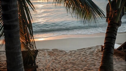 Tranquil sunset over secluded beach tropical paradise natural landscape serene environment coastal view relaxation concept