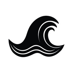 Elegant black and white vector illustration of a stylized ocean wave perfect for design and branding.