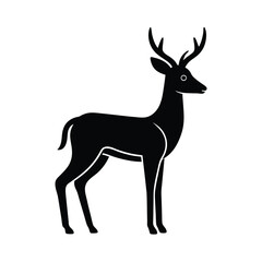 Elegant black and white deer silhouette depicting wildlife and nature symbolism on isolated background