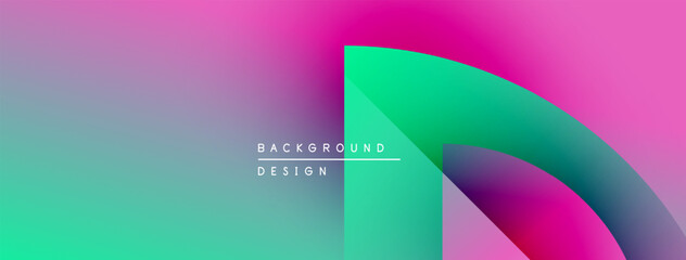 Abstract gradients blend vibrant hues. Pink, turquoise, purple create modern visual impact. Text reads background design. Minimalist composition.