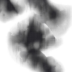 Abstract grayscale digital art pointillist style textured cloud form on on transparent background
