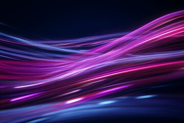 Abstract Light Trails with Vibrant Pink and Purple Colors on a Deep Blue Background, Creating a Dynamic and Modern Visual Experience