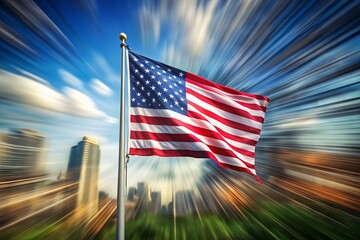 Waving Flag Front And Center With Motion Blur