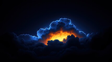 Fototapeta premium Brilliant orange light glows from within dark cloud formations