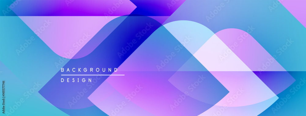 Aufkleber Abstract geometric shapes overlap. Gradient colorsblues, purples, pinkscreate dynamic visual effect. Modern design element.