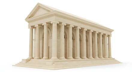 Fototapeta premium Classical Architecture Building with Columns on White Background