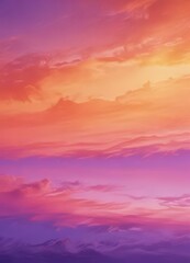 Naklejka premium Fluid orange purple watercolor, ethereal sunset sky texture , peaceful, art, sky