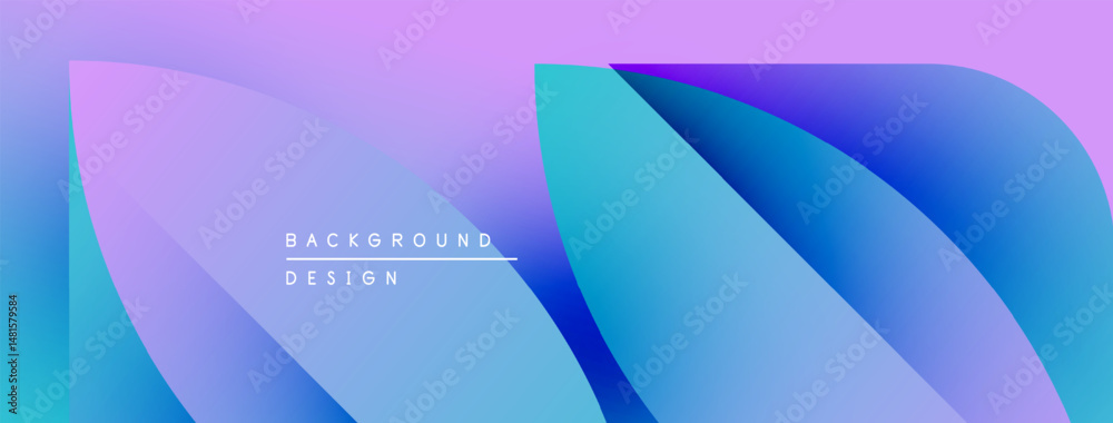 Poster abstract gradient background. soft curves blend purple, blue hues. minimalist design features text b