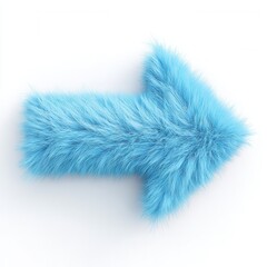 Fluffy blue arrow icon inviting direction in a playful and imaginative style