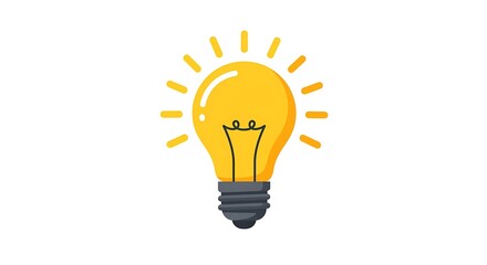 Glowing Light Bulb Idea Concept Illustration on White