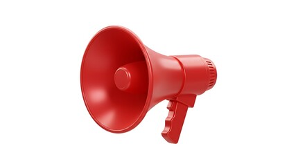 Red Megaphone Isolated on White Background Announcement Tool