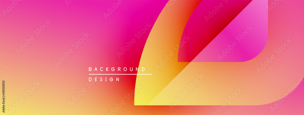 Poster Vibrant gradient background design. Pink, yellow hues blend smoothly. Modern abstract shapes create dynamic visual effect.