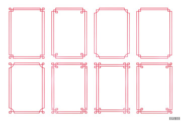 Simple red geometric frames are isolated on white background. Luxury red borders for invitations, luxury templates, and decorative patterns. Chinese border design. 3D vector illustration.
