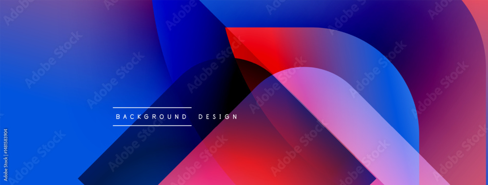 Aufkleber Abstract fluid shapes overlap, creating vibrant blue, purple, red gradients. Modern design element for backgrounds, presentations.