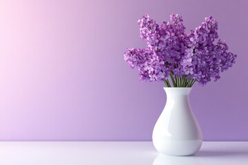 Lilac bouquet in a white vase