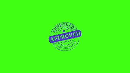 Approved green stamp, stamp of approved animation on green background. Stamp with the word Approved.