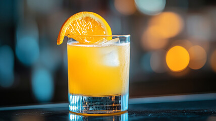 Simple and refreshing Screwdriver cocktail with vodka and orange juice, garnished with an orange slice.