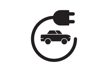 Car charging point icon png. Electric plug symbol. Electricity sign. Green energy vector illustration. Wire with plug and lightning bolt pictogram. Phone charge technology concept 