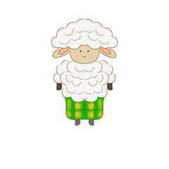 Cute sheep wearing a saroong