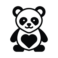 Adorable cartoon panda bear with a heart on its chest perfect for conveying love and affection in designs.