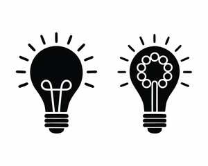 light bulb icon vector silhouette illustration isolated on white background