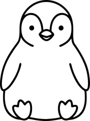 Hand-Drawn Baby Penguin Vector with Big Eyes – Cute Mascot for Kids' Products