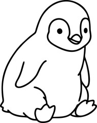 Kawaii Style Baby Penguin Vector Holding a Heart – Perfect for Valentine's Cards