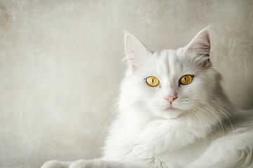 A white cat with blue eyes sitting on a white background ,beautiful white cat with long hair on a white background