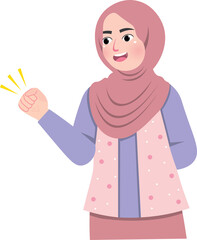 Enthusiastic Female Character Smiling Brightly