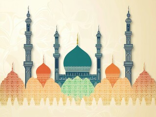 Colorful islamic mosque architectural design.