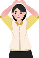 Young Woman Expressing Love with Korean Gesture