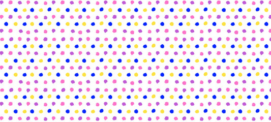 ビビットカラーの手書きのドットのシームレスパターン