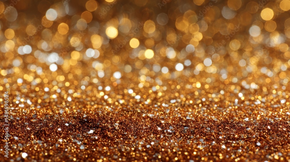 Fototapete Copper and bronze sparkles form a radiant backdrop with a soft bokeh effect, perfect for enhancing holiday-themed designs and festive creations