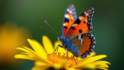 Painted Lady Butterfly On Yellow Flower