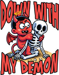 Devilish Vector T-Shirt Design Down With My Demon