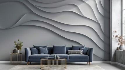 Modern living room design with textured wall