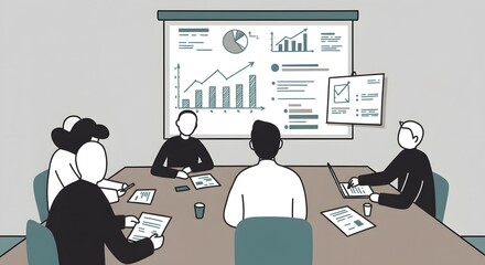Business Meeting Team Collaboration and Data Analysis Session