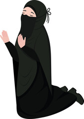 Naklejka premium Woman in Traditional Black Dress for Hajj Pilgrimage