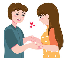 Sweet Couple Holding Hands on Valentine's Evening