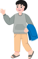 Little Muslim Boy in Prayer Attire at Night