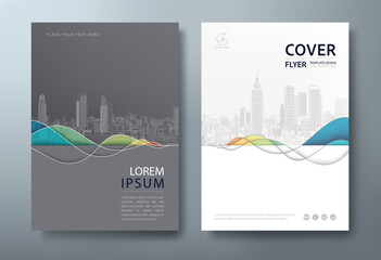 Book cover, annual reports, and flyer templates, with Minimalist and elegant city skyline line art. layout in A4 size.