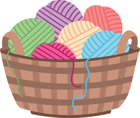Knitting and Crochet Tools, Yarn Balls in a Basket