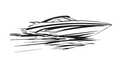 Boat line art illustration 
