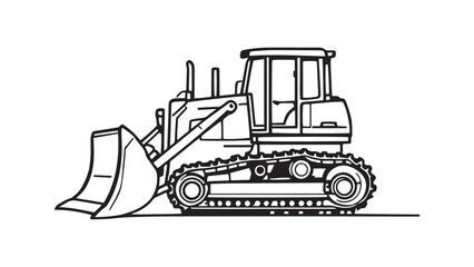 Naklejka premium Bulldozer line art illustration 