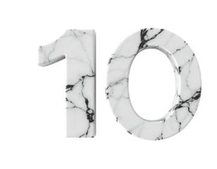 3D rendered marble number 10 on transparent background